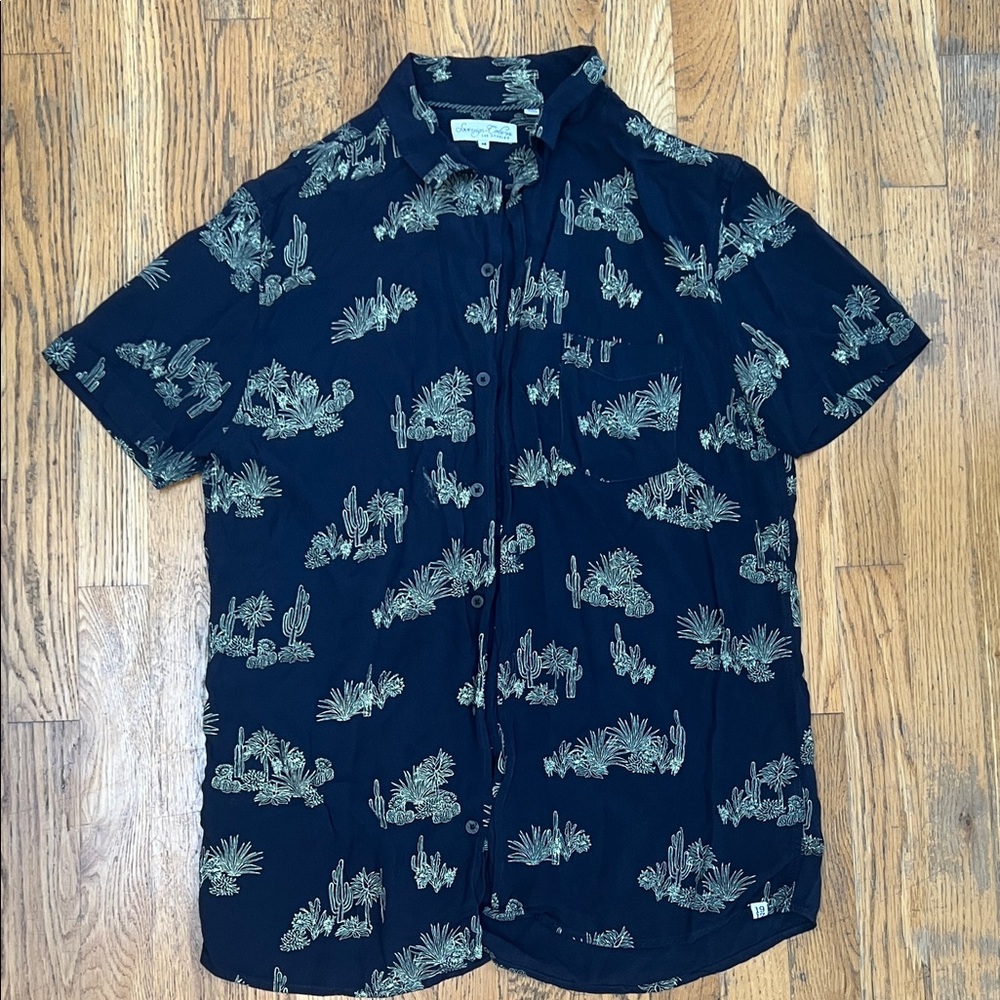 Sovereign Code Navy Shirt with Beige Cactus Pattern